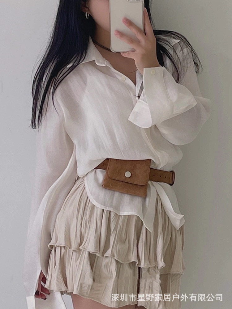 누벅 가죽 스냅 웨이스트 백 (브라운)