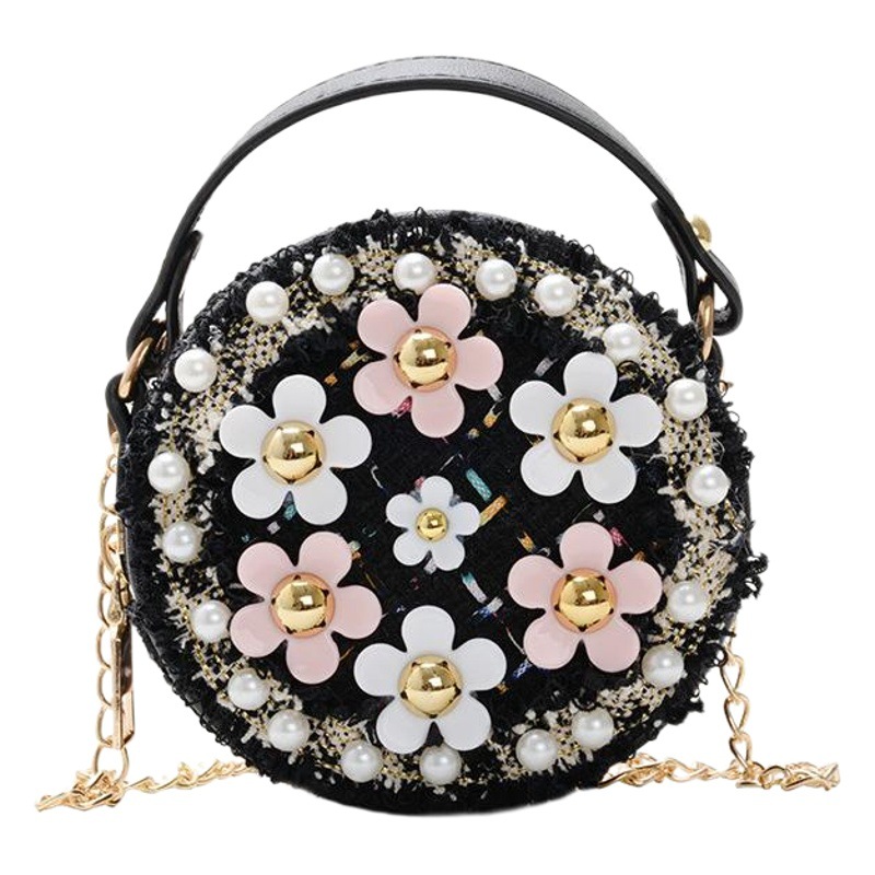 Foreign trade export explosions baby decorative bag autumn and winter creative new woolen flower fresh Children's small round bag wholesale