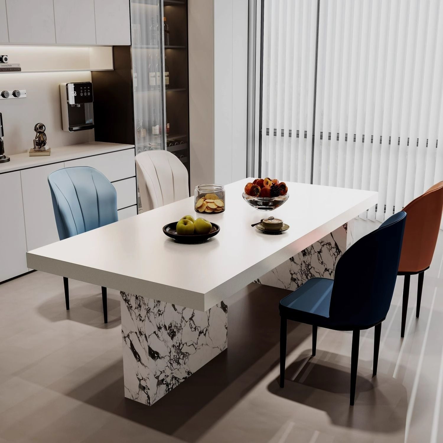 High-End Dining Table Slate Household Modern Simple Light Luxury Large and Small Island Dining Chair Combination Dining Table