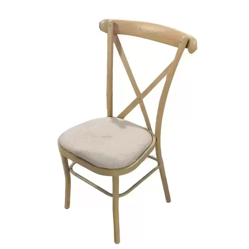 叉背椅婚宴椅金属椅子原木色宴会椅会议洽谈靠背椅婚宴椅餐椅椅子
