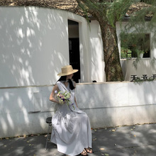 春夏上新【里墨恩】意法韩系慵懒风气质优雅裙子女立领绑带连衣裙