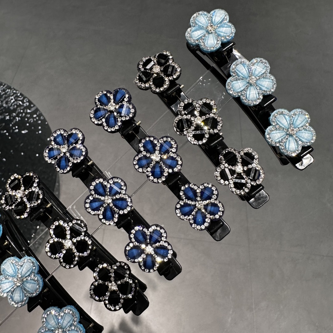 New Flower double-layer braided hair clip broken hair finishing clip updo hair side clip hair accessories side clip back head bangs clip