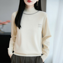 針織衫長袖針織打底衫新款燙鑽半高領套頭毛衣女秋冬跨境毛衣內搭