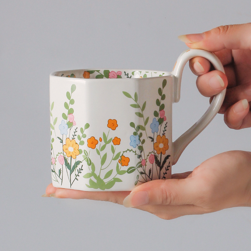 Taza de café de cerámica de alto valor de estilo pastoral para regalo de boda de cumpleaños para amigos, tetera de la tarde