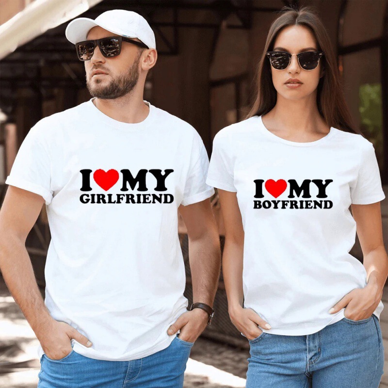 Cross-border foreign trade T-shirt 2025 Amazon AliExpress I love male and female friends short sleeve wish explosions T-shirt in stock