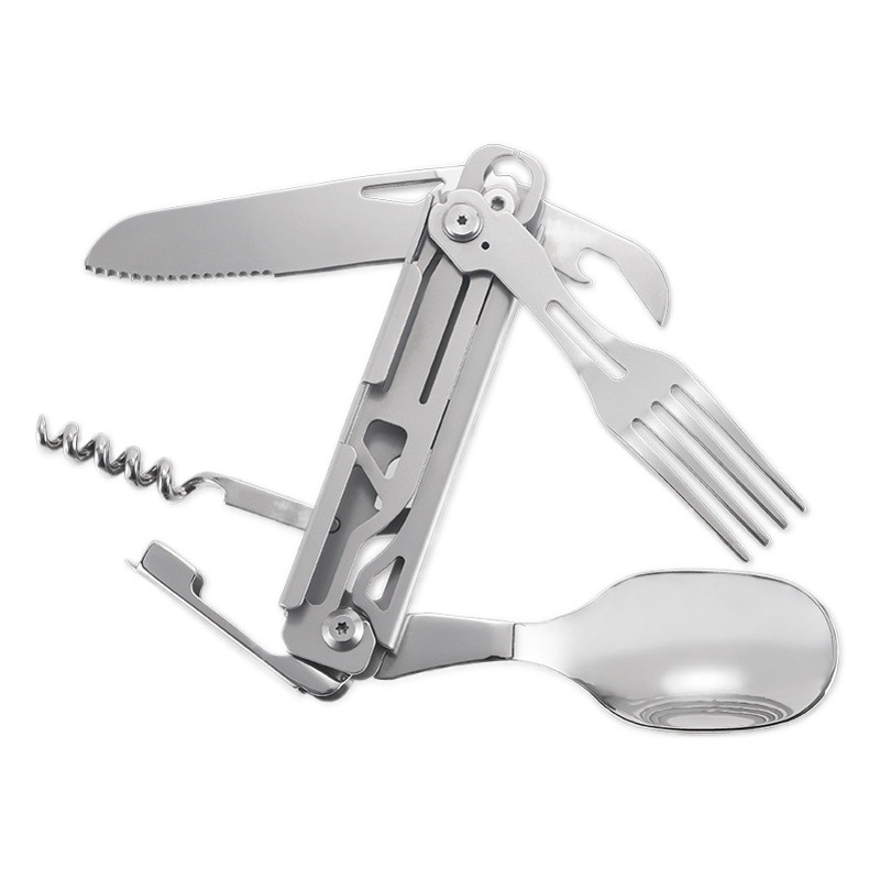 Hongfeng nuevo cuchillo al aire libre tenedor cuchillo multifunción 420 de acero inoxidable cuchillo plegable desmontable regalo combinación cuchillo