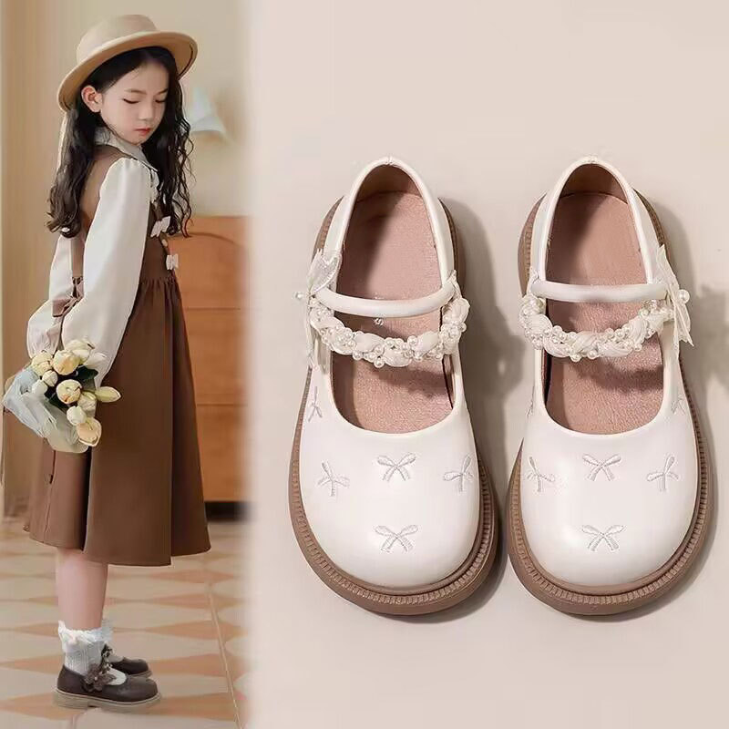 Girls' Small Leather Shoes 2025 New Spring & Fall Kidsren's Princess Shoes Soft Sole Non-Slip Flats Mary Jane Student Performance Shoes