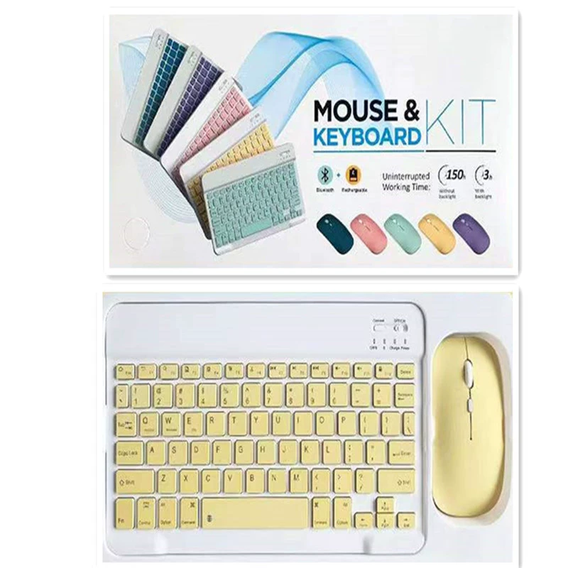 Bluetooth keyboard & mouse kit, tablet case 10/7 inch, rechargeable or battery mouse, multi-color
