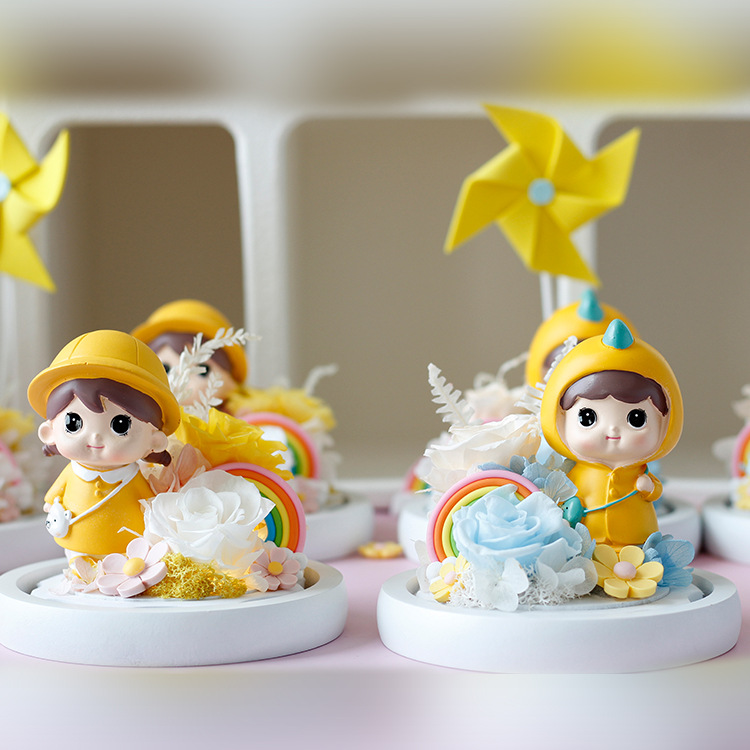 Regalo de San Valentín para novia regalo de cumpleaños flor eterna Linda muñeca linda flor seca flor eterna al por mayor flor real