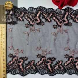 高端配饰彩色裙摆lace 19cm芭比蝴蝶刺绣洛丽塔服装辅料内衣花边