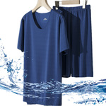 Летняя пижама, шелковый комплект для отдыха, короткий рукав