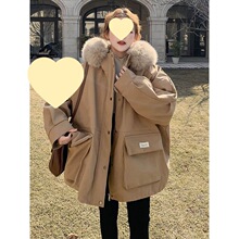 新款冬季韩系派克服女中长款加绒加厚外套棉衣保暖棉服女