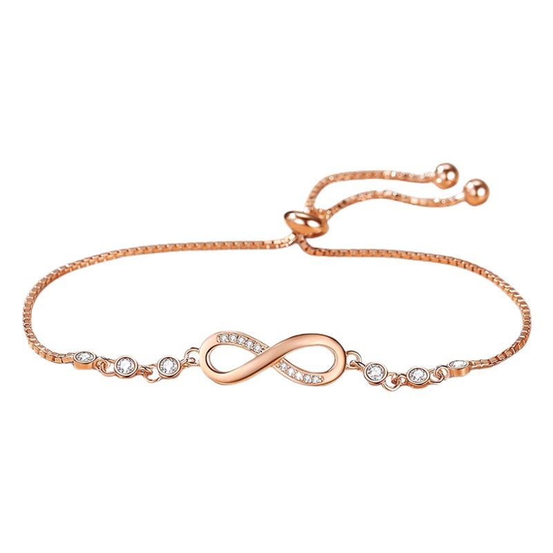 Europeo y americano S925 plata esterlina Digital 8-palabra símbolo circular pulsera de moda mujer diamante-incrustado transfronterizo pulsera especial para las mujeres