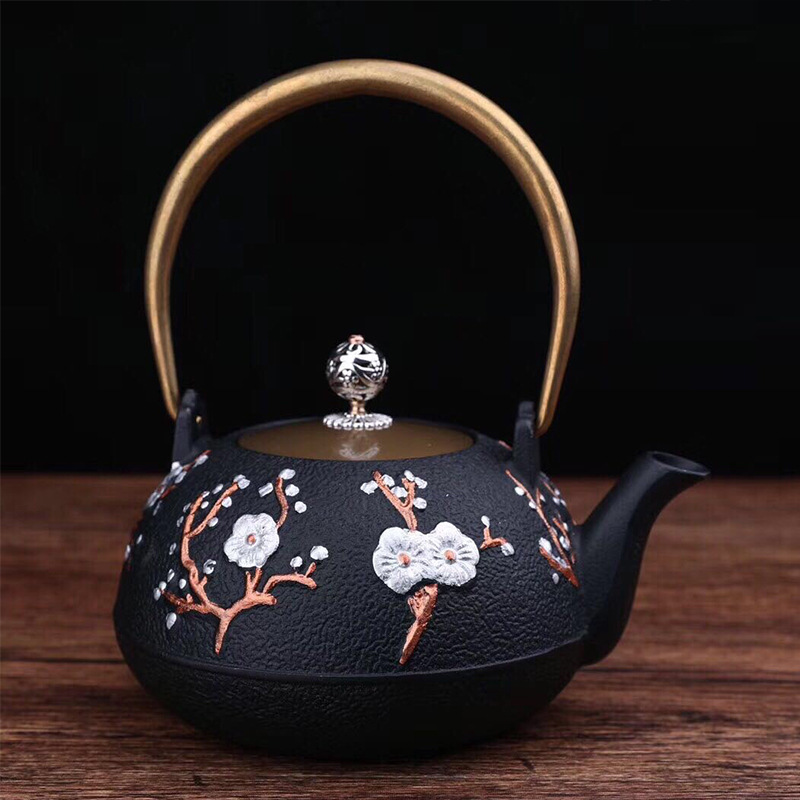 Dianggong Tang Dragon y Phoenix Opera Perla olla de hierro imitación japonesa del Sur antigua olla de hierro tetera sin recubrimiento juego de té de Kung Fu