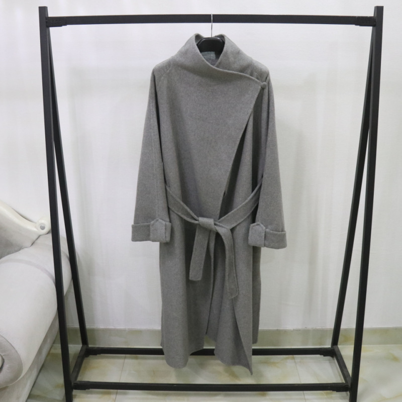 European Style Korean 2026 New Double-Sided Wool Coat for Women, Long Loose Hepburn Style Woolen Coat with Belt European Style Korean 2026 New Double-Sided Wool Coat for Women, Long Loose Hepburn Style Woolen Coat with Belt