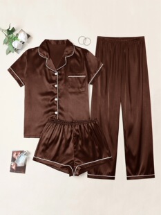 P 42391 Satin Summer Pajamas Set Ůʿ˯�����b �羳�W��