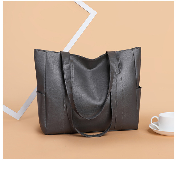 Women's All Seasons Pu Leather Solid Color Vintage Style Square Zipper Tote Bag display picture 2