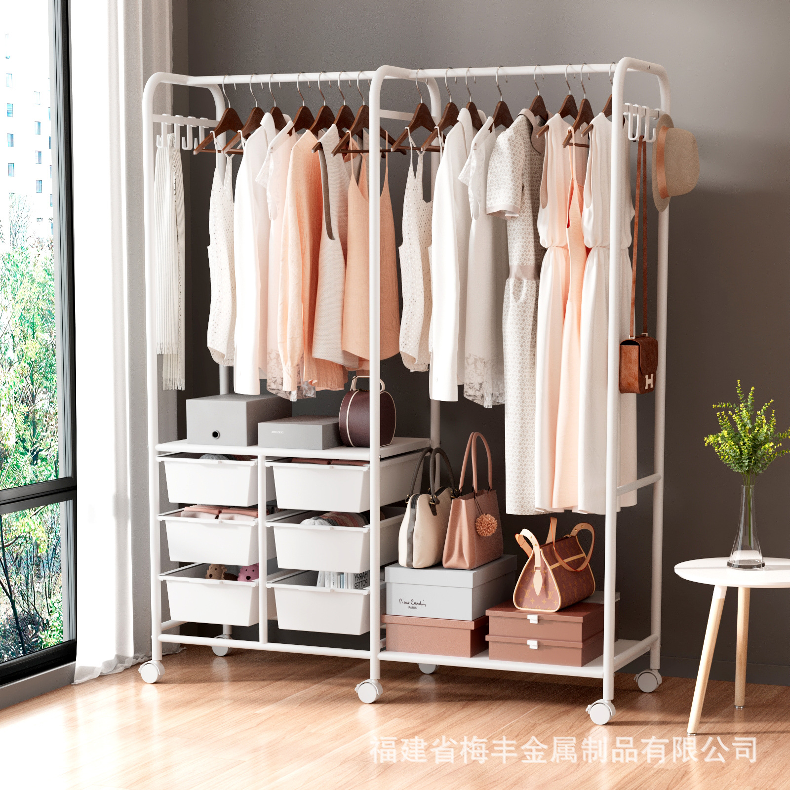 【Plus】Simple Clothes Drying Rack Household Floor-Standing Clothes Rack Bedroom Clothes Bag Storage Rack Storage Coat Rack