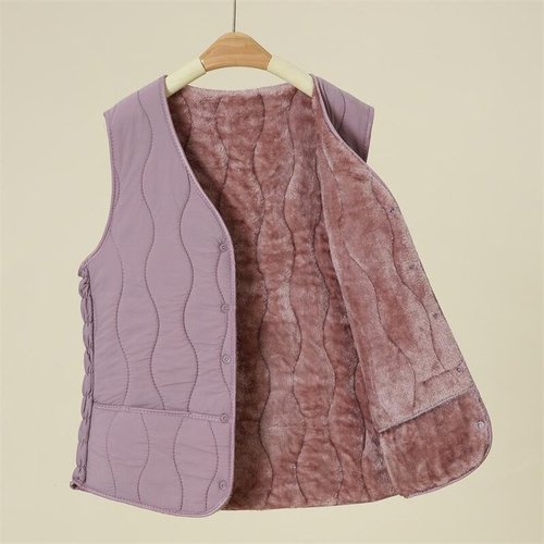 Winter vest for middle-aged mothers, lined and thick for warmth, winter top, lapel jacket for middle-aged and elderly women