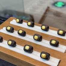 沉香树桩桶珠镶嵌五条经文菩提散珠手串DIY配件