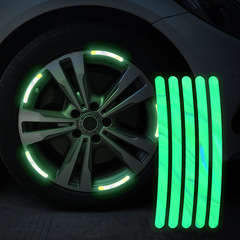 Rainbow Sparkle Wheel Rim Decal, Glitter Night Light Outline Car Reflective Tape Tire Anti-Collision Strip Creative Sticker