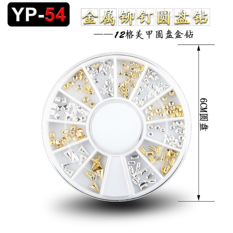 Accesorios para decoración de uñas con forma especial, diamantes de imitación de resina, tachuelas metálicas iridiscentes, caja de diamantes de imitación mixtos de 12 compartimentos, fabricante de materiales con forma especial, venta al por mayor