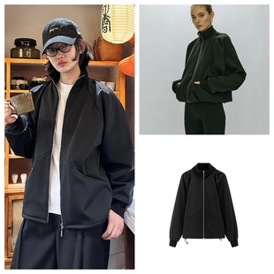 Longmei Vkc Velvet Jacket Women's 2025 Early Autumn New Simple Loose Turtleneck Zipper Baseball Jacket