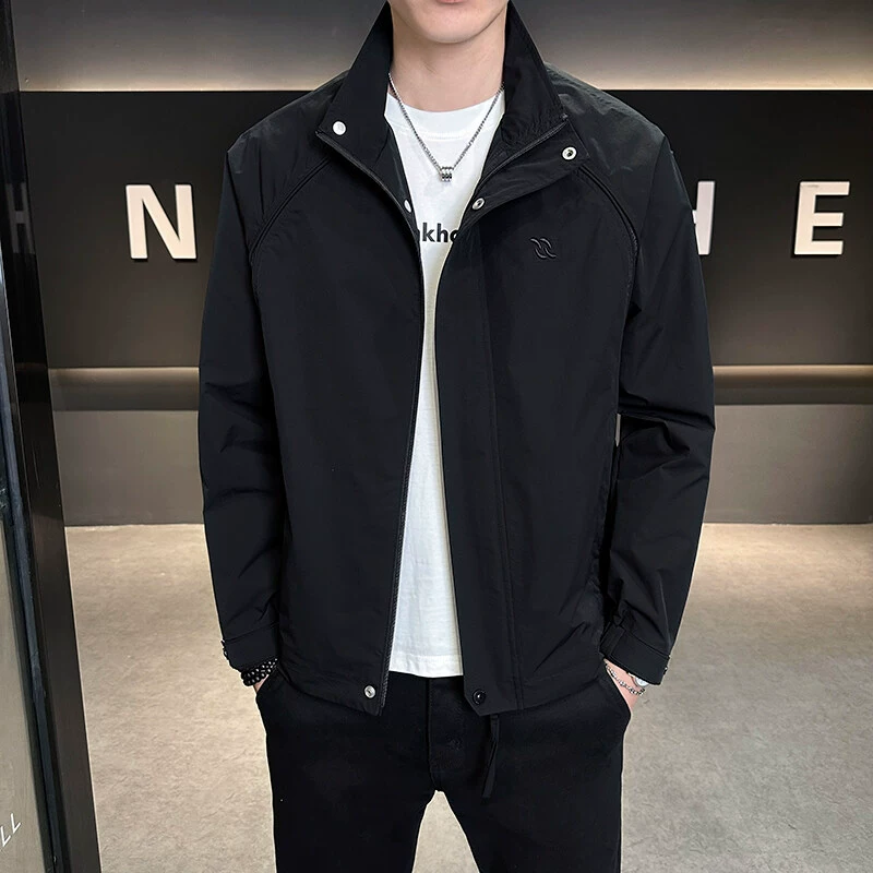 Мужская куртка 2025 года, новый воротник-стойка, однотонная, высокое качество, 8830