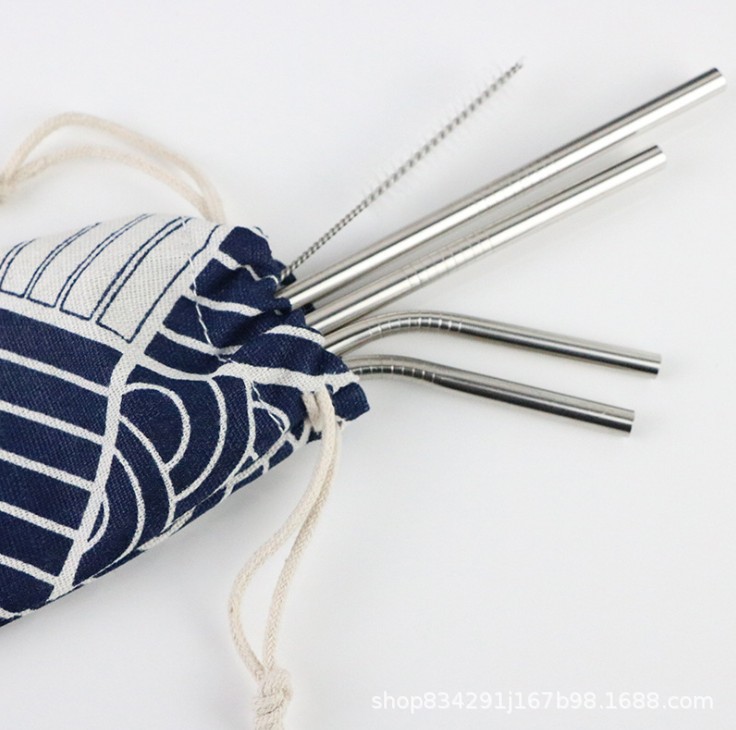 Cordón bolsa de lona bolsa de lino bolsa de almacenamiento de paja de acero inoxidable bolsa de vajilla cuchillo tenedor cuchara peine palillos bolsa de almacenamiento