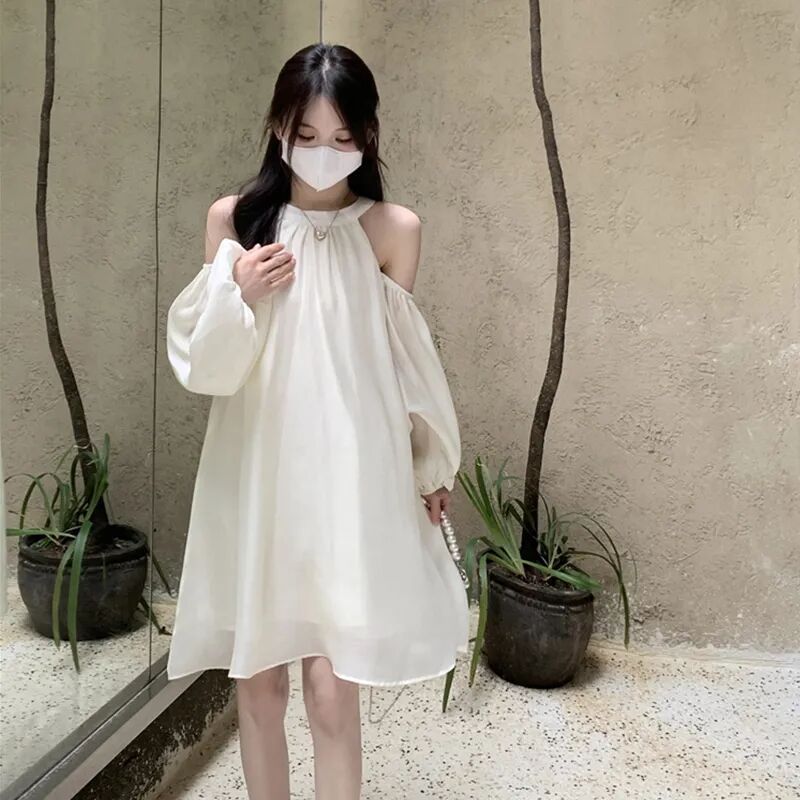 Design summer dress with a round collar