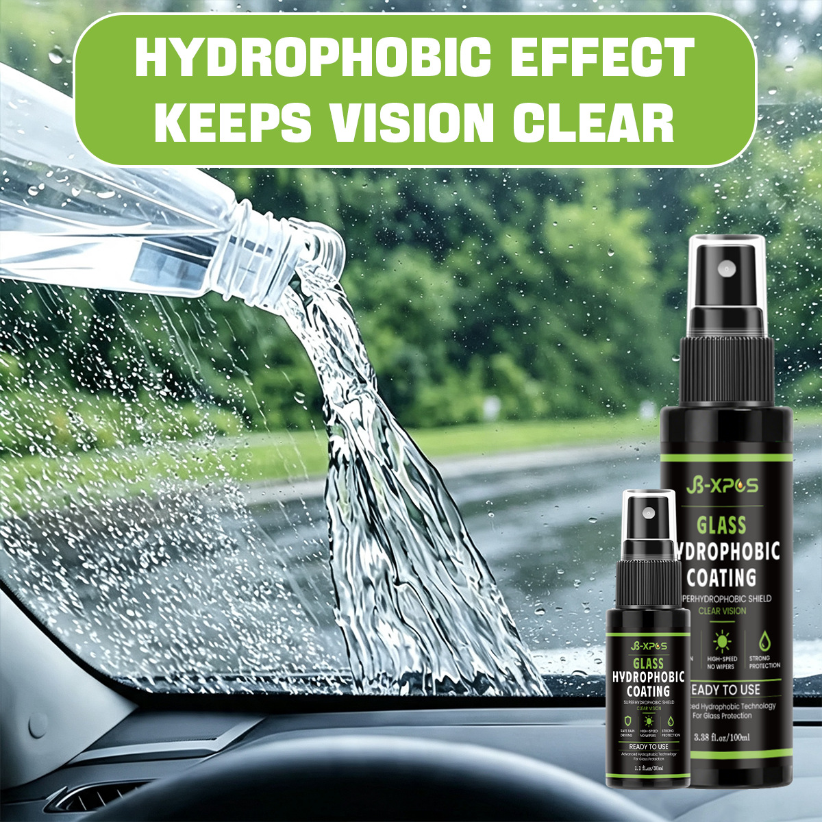 YT0503 Car Glass Anti-Fog Agent, specifically for cross-border sales, is a hydrophobic coating designed to prevent fog and rain on rearview mirrors and car windows