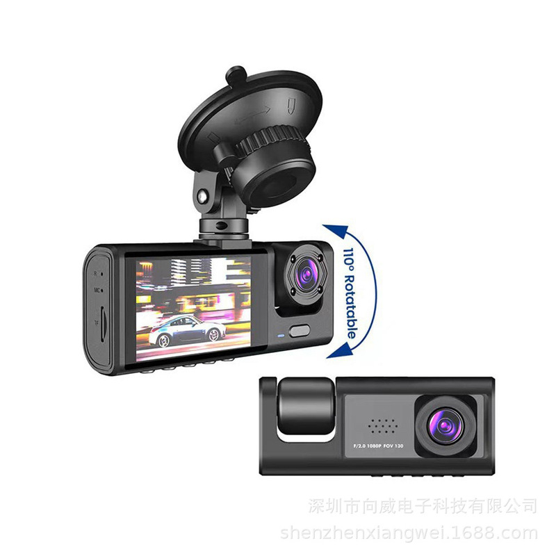 工場直販2インチIPSスクリーン3レンズWiFi携帯電話相互接続ドライブレコーダ1440P前後内三録|undefined