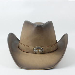 Men's and Women's Large-Brimmed Leather Western Cowboy Hats, Horseback Riding Beach Hats, Sun Hats, Large Head Circumference Hats, High-End Hats, Ready-Made Cotton