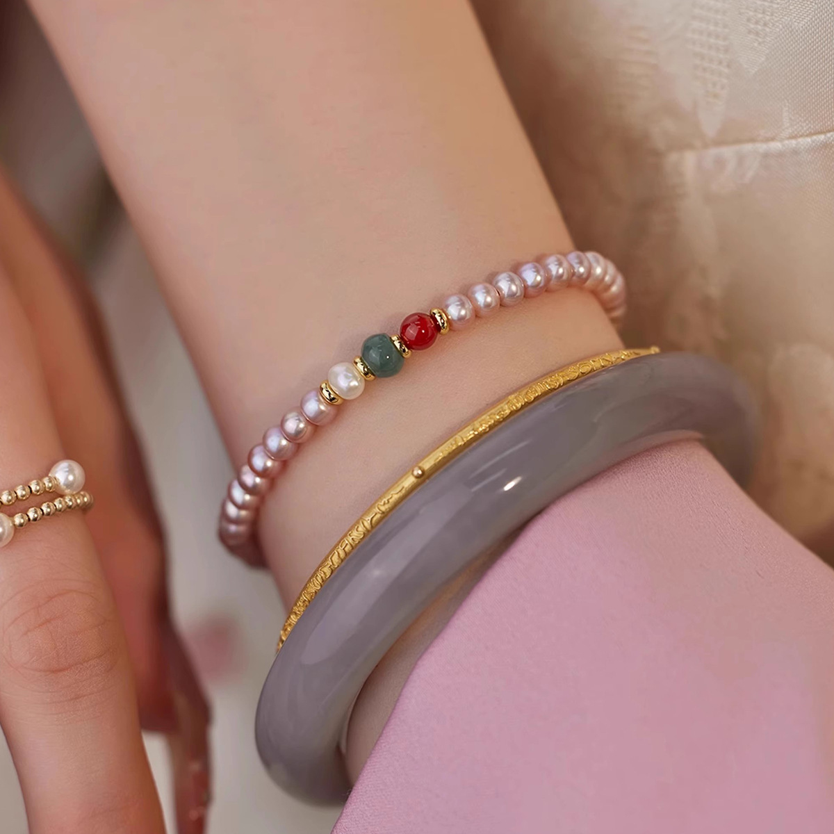 Alloy Natural Stone Freshwater Pearl Bracelets Retro Simple Style display picture 22