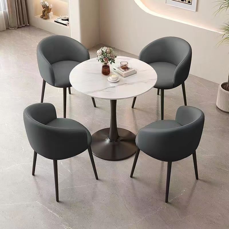 Slate Small Round Table Home Balcony Coffee Table Chair Combination Office Reception Negotiation Table Light Luxury Business Leisure Tea Table