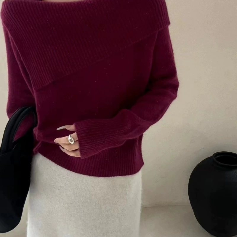 Winter design shiny woolen knitted sweater