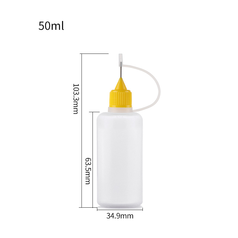 Fabricante en stock botella de aguja 10ml30ml botella de aceite esencial pe plástico semipermeable pigmento pegamento botella de inyección de pintura suave botella