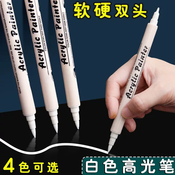 Double-head high-light pen white acrylic marker gold silver black soft-head marker pen art special two-head