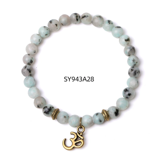 SY943A28 Tianshan Lan+Bronze OM Pendant 6mm Bracelet