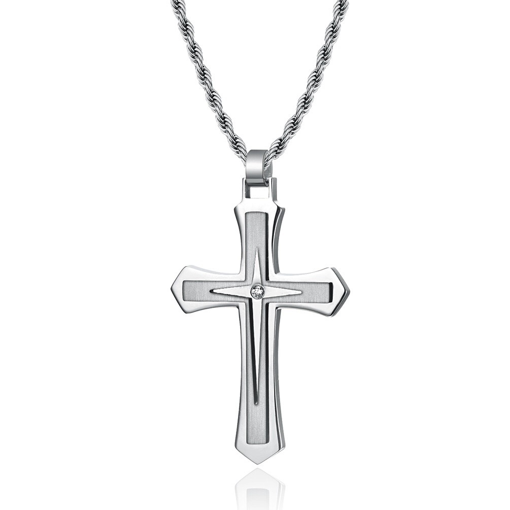 Geometric, Cross Pattern Hip-Hop Retro Geometric Cross Titanium Steel Plating Unisex Pendant Necklace