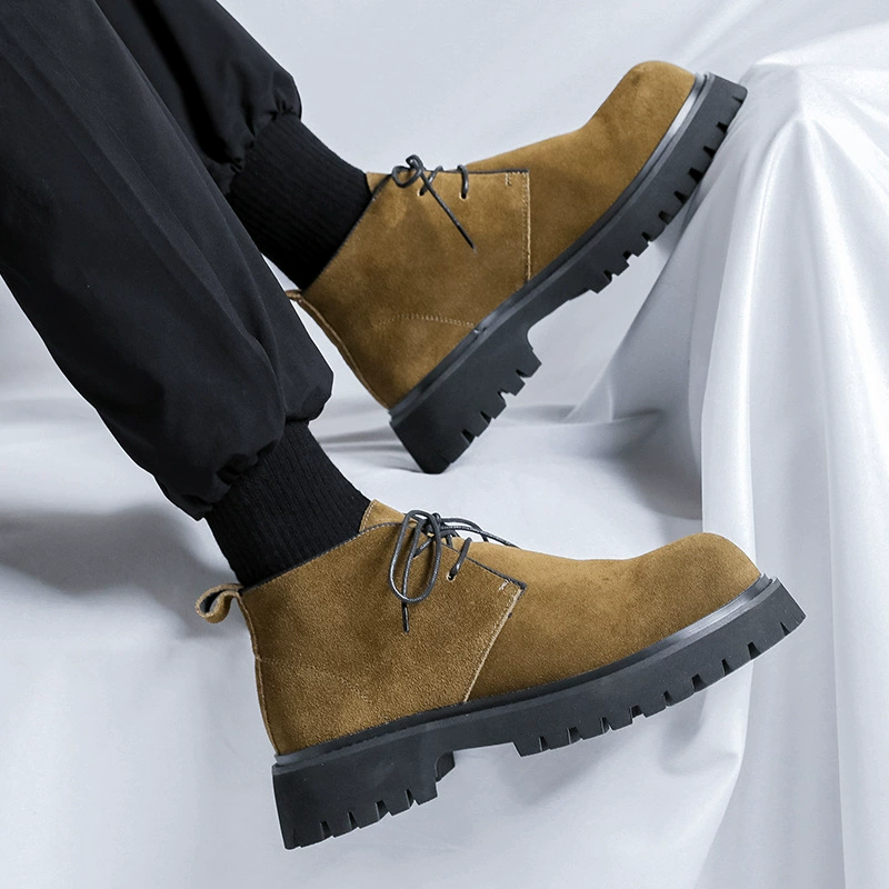 Обувь Дерби зимой новый педаль низкая кожаная обувь мужская ретро толстая подошва легкая повседневная обувь 43348-R