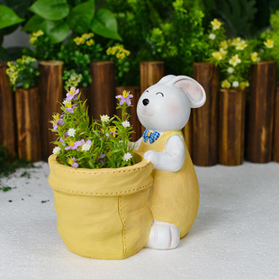 Cross-Border New Cute Rabbit Flower Pot Outdoor Home Green Plant Flower Pot Courtyard Balcony Creative Decorative Flower Pot Ornaments