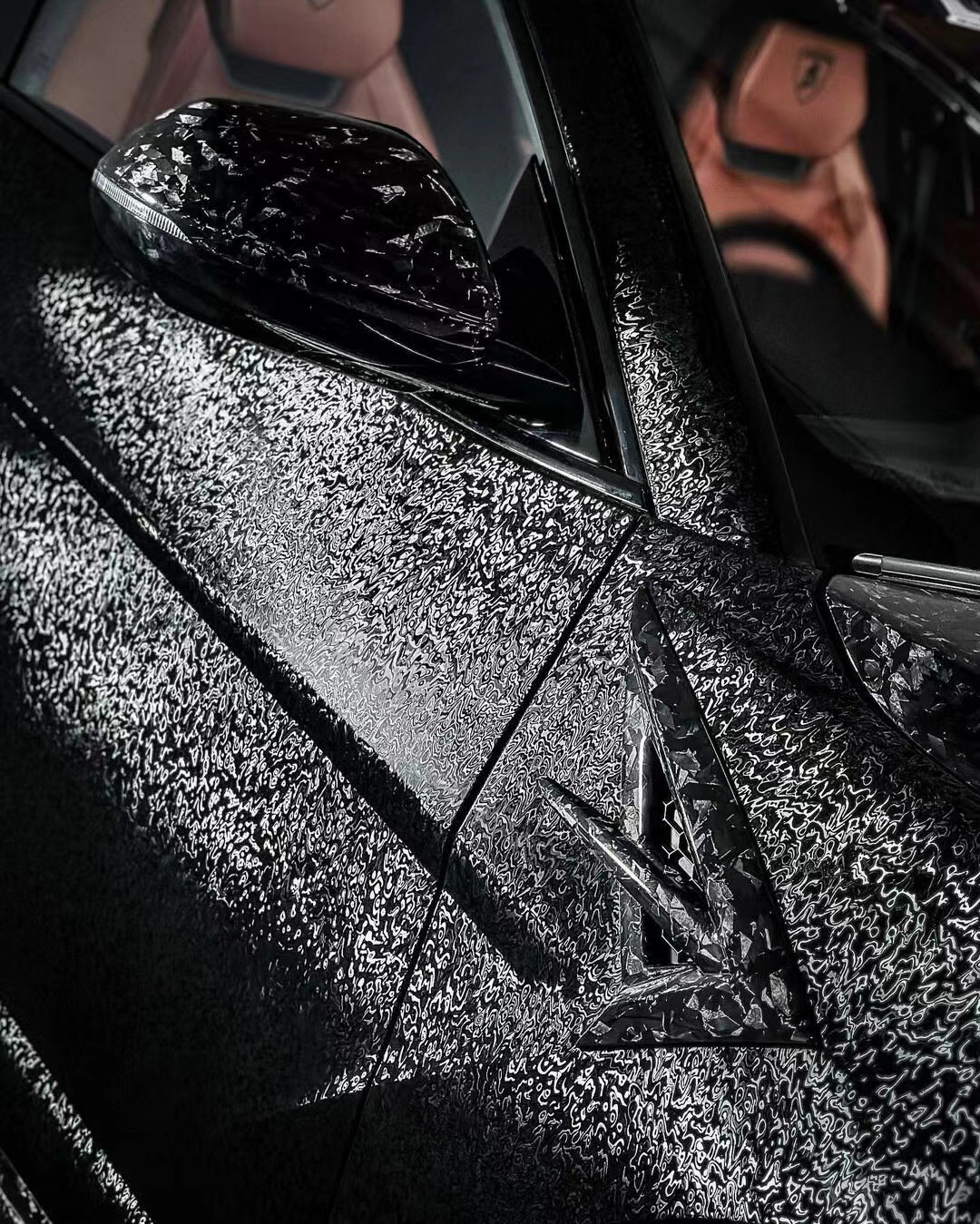 Car Interior Film Color Change Pet High-Gloss Forged Metaverse Carbon Fiber Black Sticker for Car Body