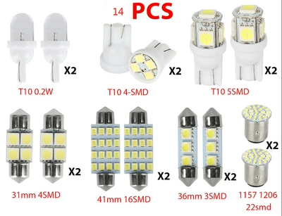 Car LED combination suit 14 28 42pcs T10 indicator width lamp double tip reading lamp license plate lamp indoor (Other lights) - 14-piece-set