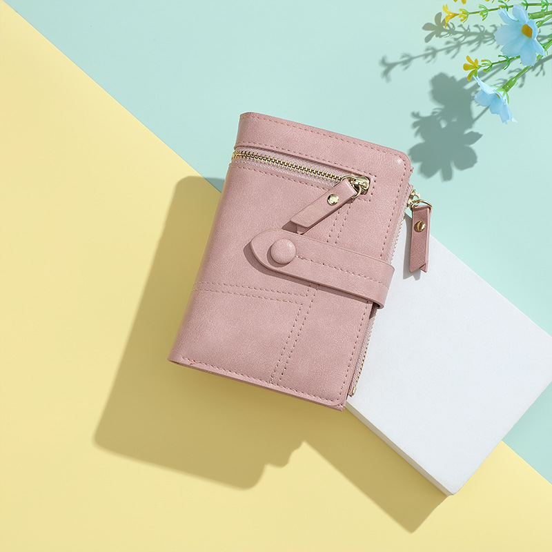 Haitao nueva cartera de mujer pu cremallera corta monedero estilo coreano estudiante plegable multifuncional cartera de mano
