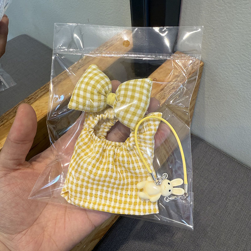 17 センチメートルラブベビー服ラブブビニールブラインドボックスペンダント交換用赤いチェック柄の小さなスカート麦わら帽子リボン|undefined