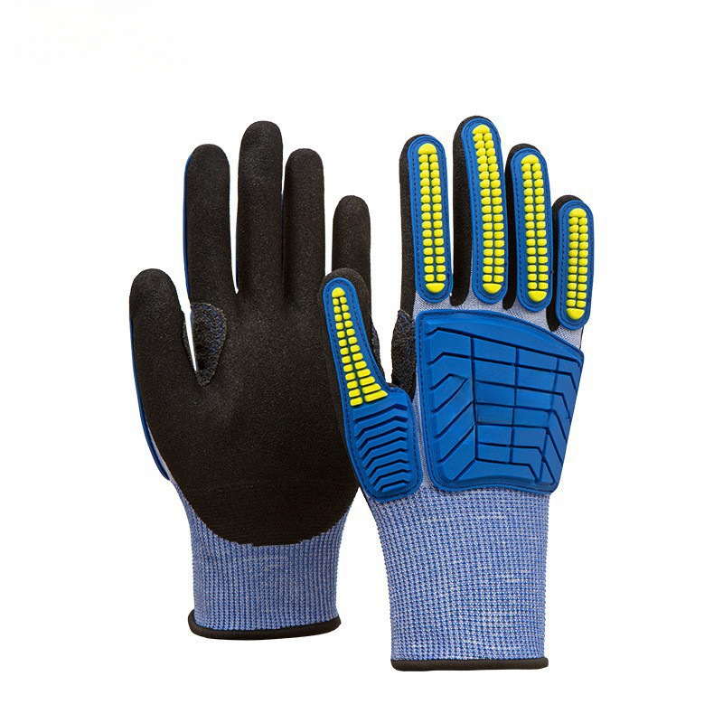 18针防切割TPR丁腈劳保手套防撞防滑耐磨手套干活户外手套跨境