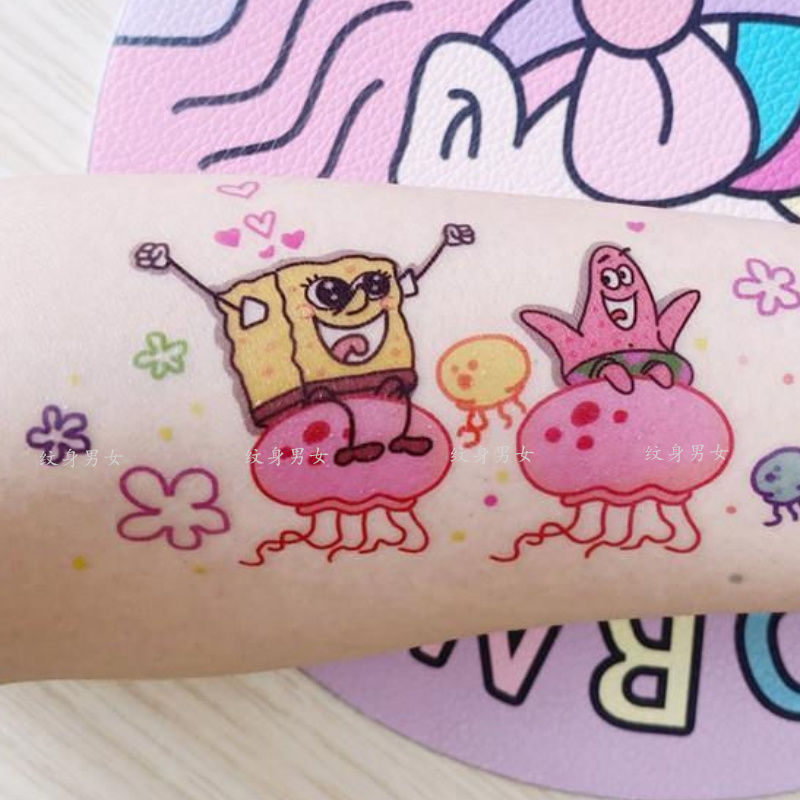 Spongebob Squarepants Peripheral Tattoo Stickers Patrick Star Pineapple House Kidsren's Toy Card Stickers for Male and Female Students Washable Spongebob Squarepants Peripheral Tattoo Stickers Patrick Star Pineapple House Kidsren's Toy Card Stickers for Male and Female Students Washable