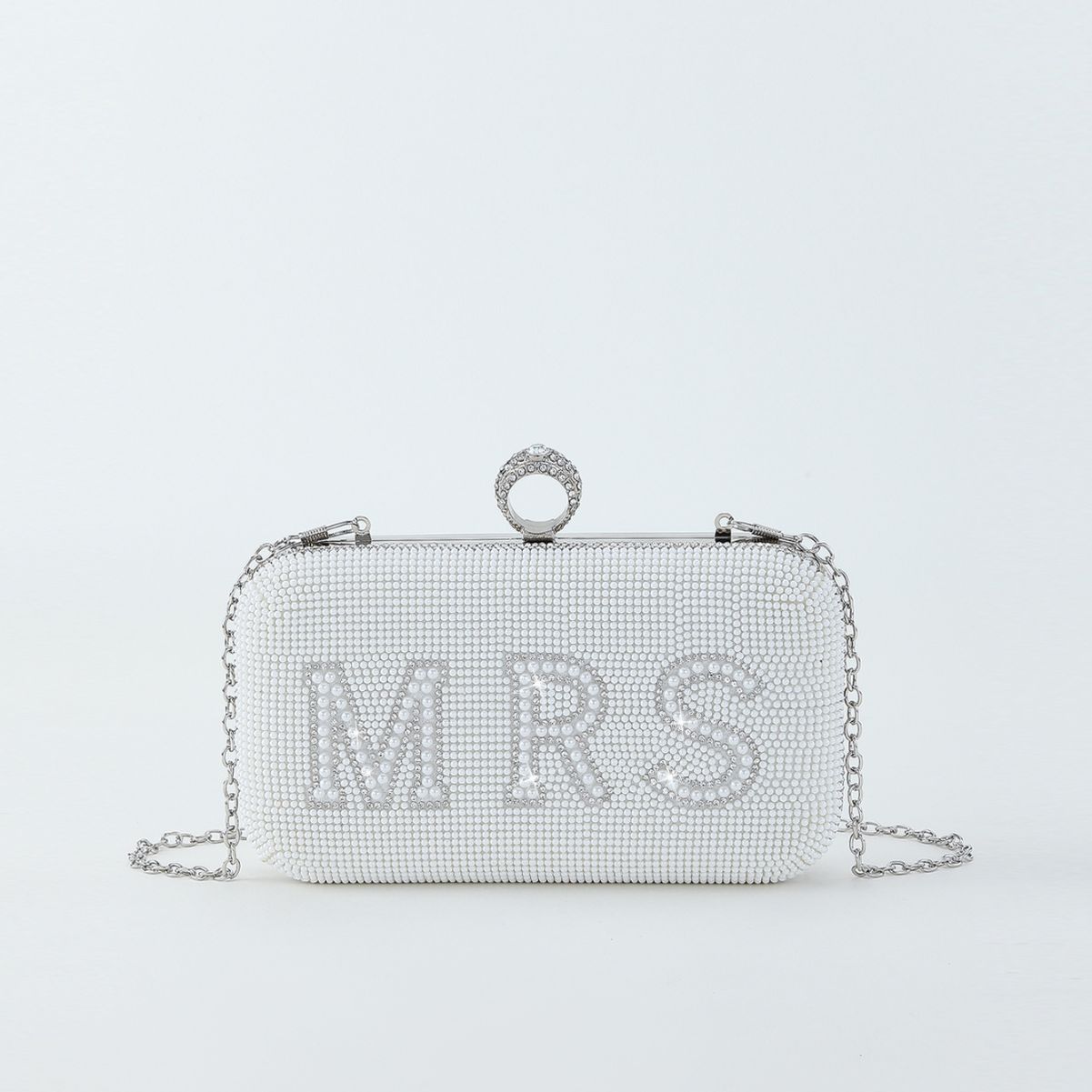 Transfronterizo Mrs inglés novia carta rhinestone perla noche bolsa boda banquete de boda embrague noche bolsa