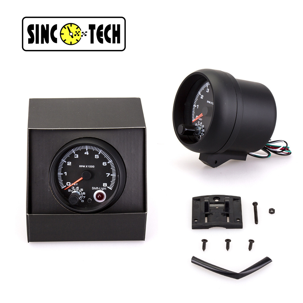 3.75inch Colorful Car Modified Instrument Tachometer Alarm 0-8000Rpm Pointer 8 Cylinder Adjustable